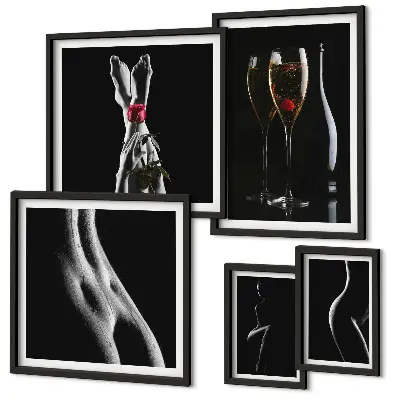 Gallery wall met elegante en moderne accenten in zwart en rood