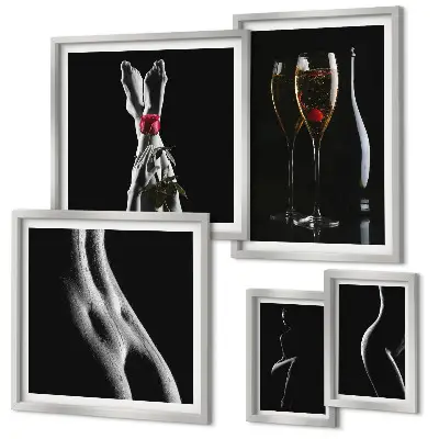 Gallery wall met elegante en moderne accenten in zwart en rood