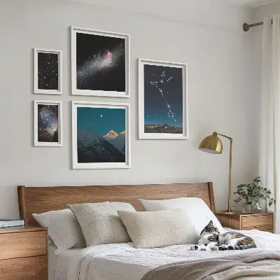 Moderne schilderijen set met ruimtelandschappen