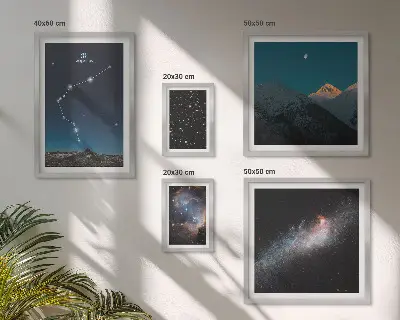 Gallery wall met kosmische landschappen van sterrenstelsels