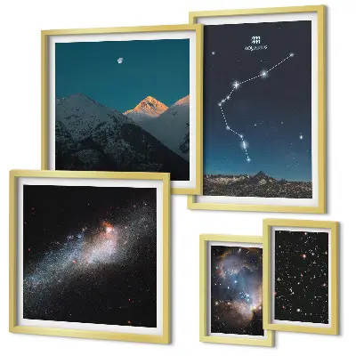 Gallery wall met kosmische landschappen van sterrenstelsels