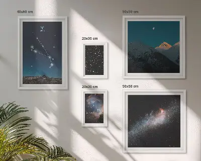 Wanddecoratie compositie met kosmische beelden van sterrenstelsels