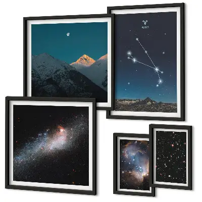 Wanddecoratie compositie met kosmische beelden van sterrenstelsels