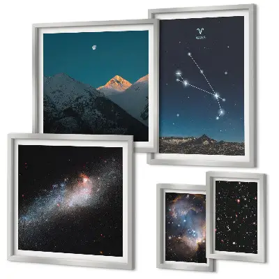Wanddecoratie compositie met kosmische beelden van sterrenstelsels