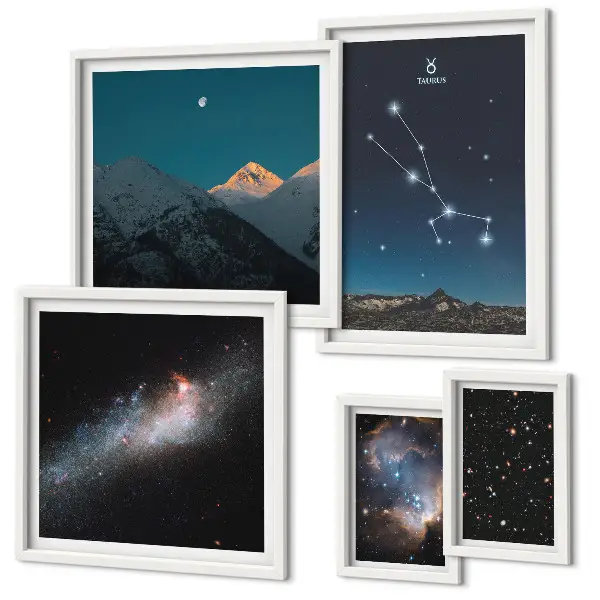 Schilderijen set kosmische sterrenhemel 's nachts