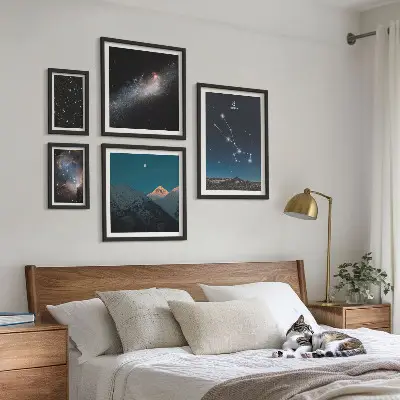Schilderijen set kosmische sterrenhemel 's nachts
