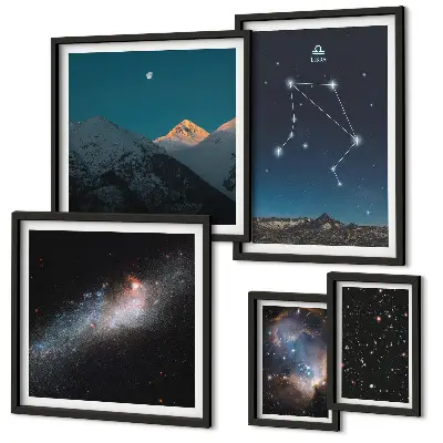 Moderne schilderijen set met kosmische hemellandschappen