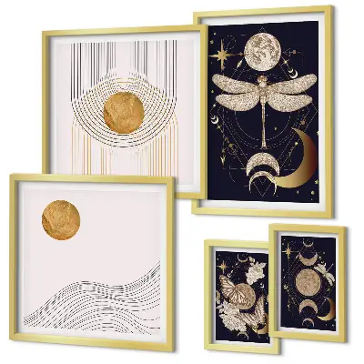 Gallery wall met stijlvolle motieven van ruimte-insecten