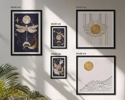 Gallery wall met stijlvolle motieven van ruimte-insecten
