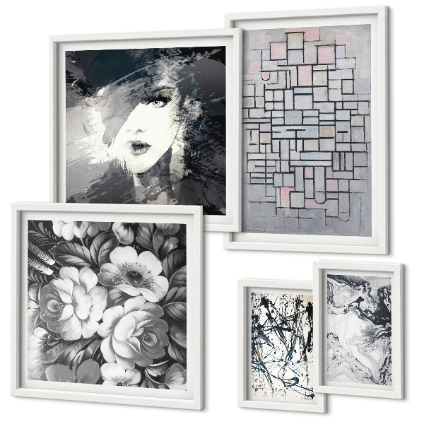 Gallery wall Abstracte bloemen, modern portret