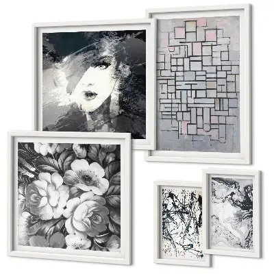 Gallery wall abstracte bloemen en modern portret
