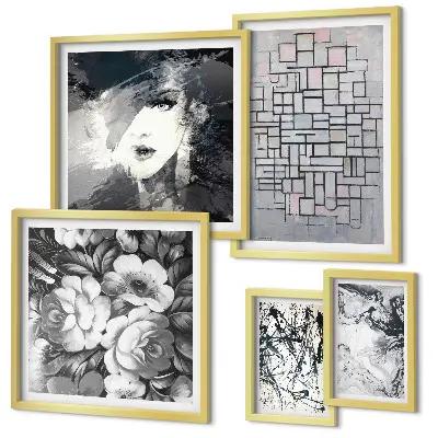 Gallery wall abstracte bloemen en modern portret