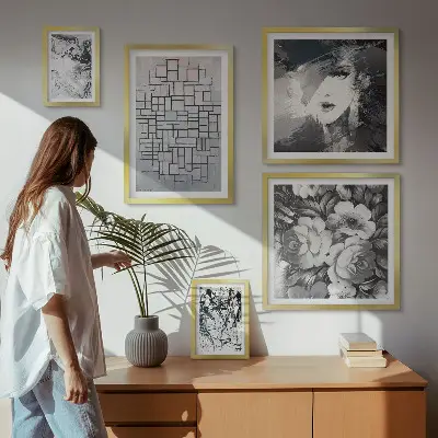 Gallery wall abstracte bloemen en modern portret