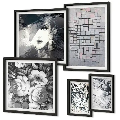 Gallery wall abstracte bloemen en modern portret