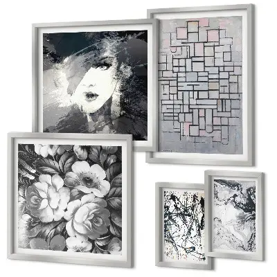 Gallery wall abstracte bloemen en modern portret