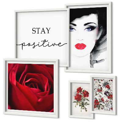 Wanddecoratie compositie Vrouwenportretten met bloemen in vintage stijl