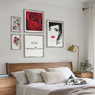 Wanddecoratie compositie Vrouwenportretten met bloemen in vintage stijl