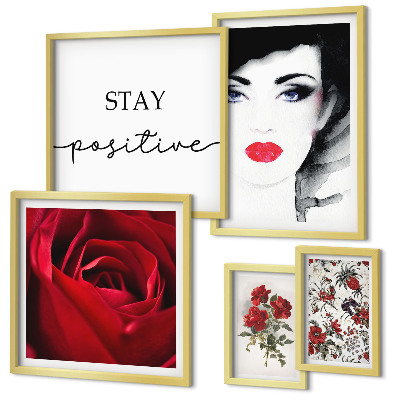 Wanddecoratie compositie Vrouwenportretten met bloemen in vintage stijl