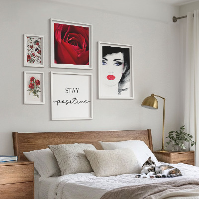 Wanddecoratie compositie Vrouwenportretten met bloemen in vintage stijl