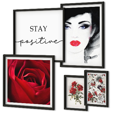 Wanddecoratie compositie Vrouwenportretten met bloemen in vintage stijl