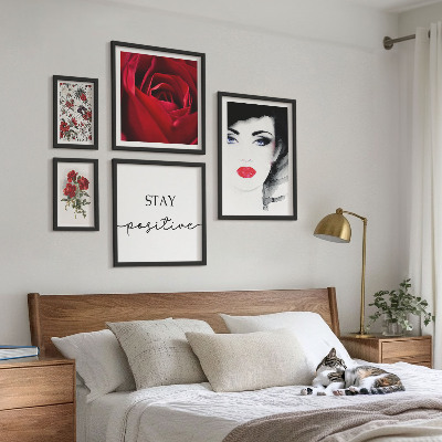 Wanddecoratie compositie Vrouwenportretten met bloemen in vintage stijl