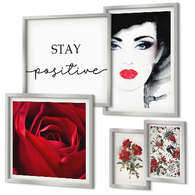 Wanddecoratie compositie Vrouwenportretten met bloemen in vintage stijl