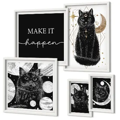 Gallery wall Zwarte katten boho ruimte