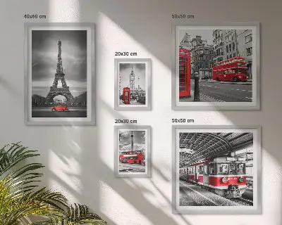 Wanddecoratie compositie Stijlvol uitzicht op Londen en Parijs