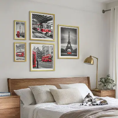 Wanddecoratie compositie Stijlvol uitzicht op Londen en Parijs