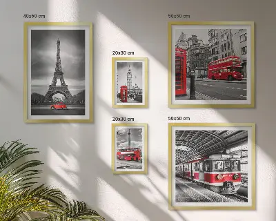 Wanddecoratie compositie Stijlvol uitzicht op Londen en Parijs