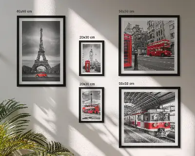 Wanddecoratie compositie Stijlvol uitzicht op Londen en Parijs