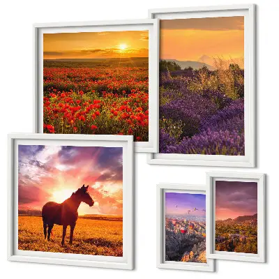Gallery wall Natuurlandschappen, paarden, bloemen