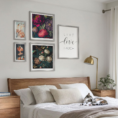 Wanddecoratie compositie Motiverende slogans met bloemenmotieven