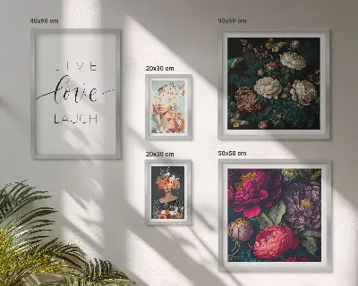 Wanddecoratie compositie Motiverende slogans met bloemenmotieven