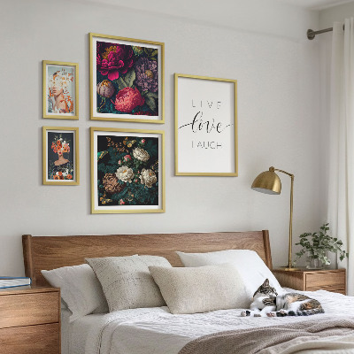 Wanddecoratie compositie Motiverende slogans met bloemenmotieven