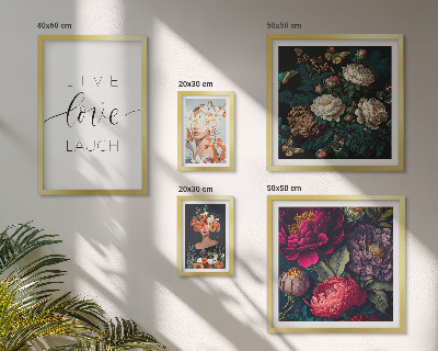 Wanddecoratie compositie Motiverende slogans met bloemenmotieven