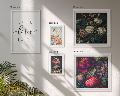 Wanddecoratie compositie Motiverende slogans met bloemenmotieven