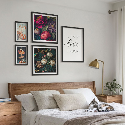 Wanddecoratie compositie Motiverende slogans met bloemenmotieven