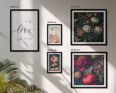 Wanddecoratie compositie Motiverende slogans met bloemenmotieven