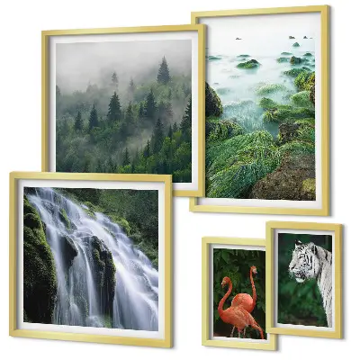 Gallery wall met natuur, wilde dieren en landschappen