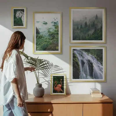Gallery wall met natuur, wilde dieren en landschappen