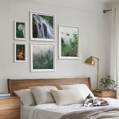 Gallery wall met natuur, wilde dieren en landschappen