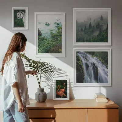 Gallery wall met natuur, wilde dieren en landschappen
