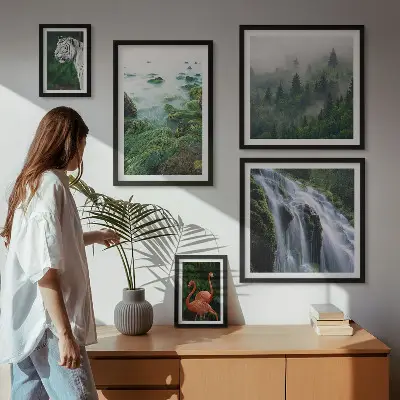 Gallery wall met natuur, wilde dieren en landschappen