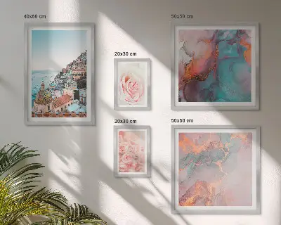 Wanddecoratie compositie met romantische roze landschappen
