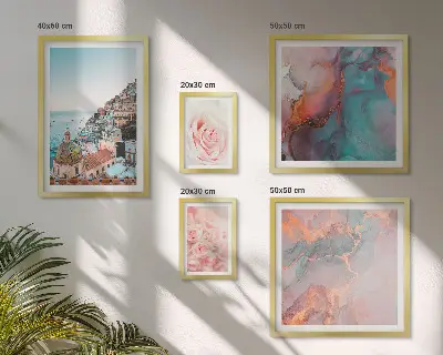 Wanddecoratie compositie met romantische roze landschappen