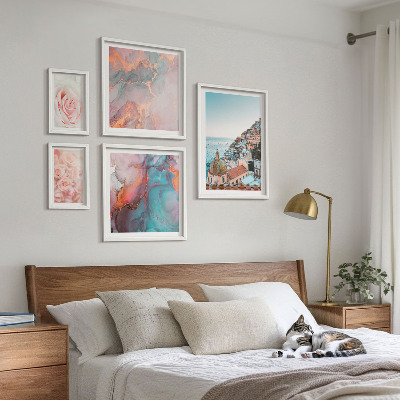 Wanddecoratie compositie Romantische roze landschappen