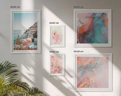 Wanddecoratie compositie met romantische roze landschappen