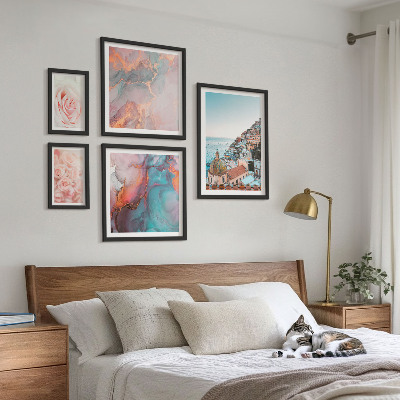 Wanddecoratie compositie Romantische roze landschappen