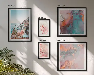 Wanddecoratie compositie met romantische roze landschappen